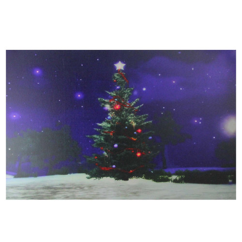 Fiber Optic and LED Lighted Color Changing Christmas Tree Canvas Wall Art 23.5" x 15.5"
