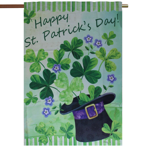 Green and Purple Happy St. Patrick's Day Outdoor Garden Flag 29" x 43"