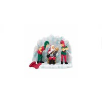 4.5" Red and Green Santa with Elves Christmas Ornament