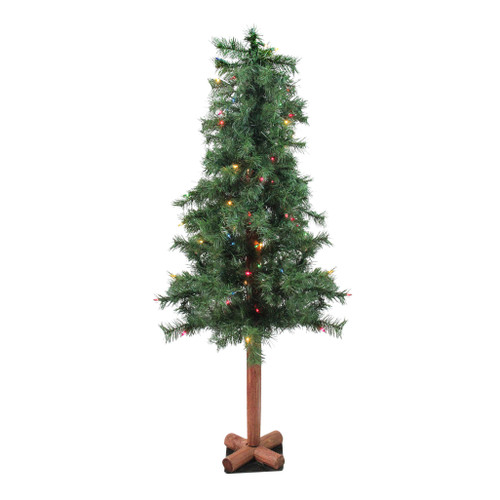 4' x 24" Pre-Lit Traditional Woodland Alpine Artificial Christmas Tree - Multi Lights