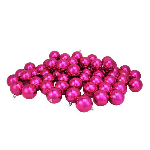 60ct Magenta Pink Shatterproof Shiny Christmas Ball Ornaments 2.5" (60mm)