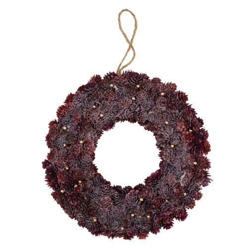 12.5" Burgundy Glitter Pine Cone Artificial Christmas Wreath - Unlit