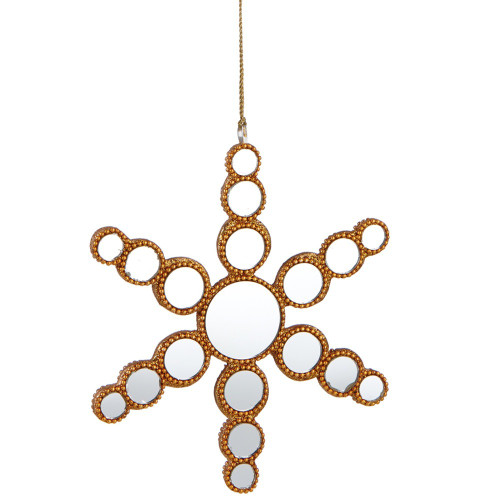 6.25" Gold Bead Mirrored Circles Snowflake Christmas Ornament