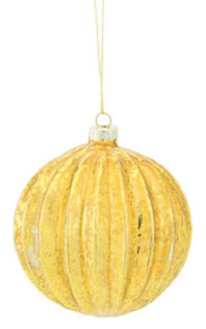 3.5" Golden Yellow Pumpkin Shaped Glass Ball Christmas Ornament