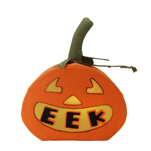 13.5" Orange and Black LED Jack-O-Lantern Pumpkin Halloween Decor