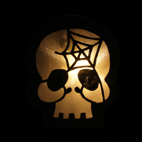 11" Black LED Lighted Skeleton Skull Face Halloween Decor