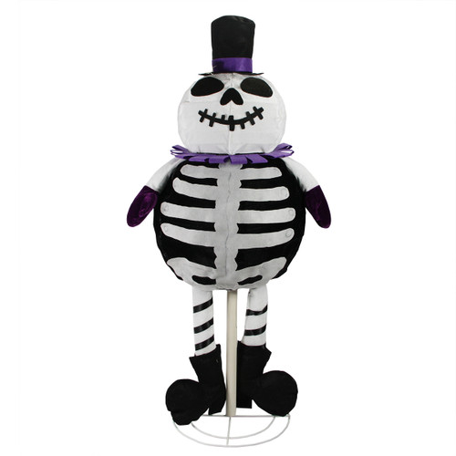 39" Black and White LED Lighted Standing Skeleton Ghost Halloween Decor