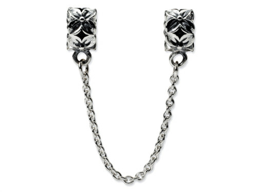 Reflections Sterling Silver Security Chain Floral Bead / Charm QRS122T