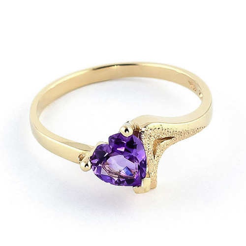 Galaxy Gold  14k Solid Gold Ring with Natural Heart-shaped Amethyst - Size 7.5