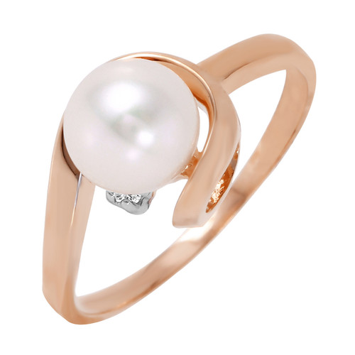 Galaxy Gold  1.01 Carat 14k Solid Rose Gold Ring with Natural Diamond and Freshwater-cultured Pearl - Size 7