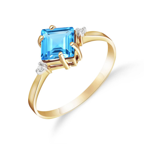 Galaxy Gold  1.77 CTW 14k Solid Gold Ring with Natural Diamonds and Blue Topaz - Size 7.5