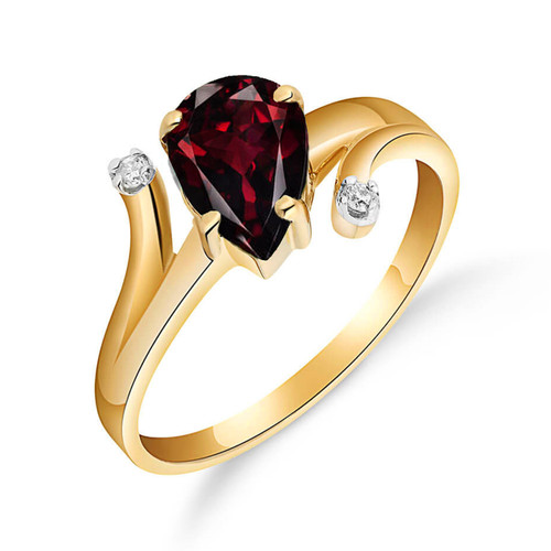Galaxy Gold  14k Yellow Gold Pear-shaped Garnet with Diamonds Ring - Size 7.5