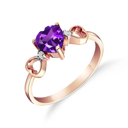 14k Yellow, White, Rose Gold with 0.96 CTW Heart-Shaped Genuine Natural Purple Amethyst and White Diamond Ring - Same Old Song Design - 1271_Y_8_0