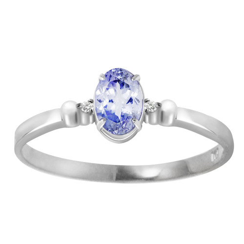 Galaxy Gold  14k White Gold Ring with Natural Diamonds and Tanzanite - Size 7