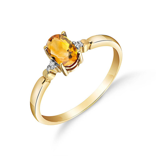 Galaxy Gold  14k Yellow Gold Ring with Natural Diamonds and Oval-shaped Citrine - Size 7.5