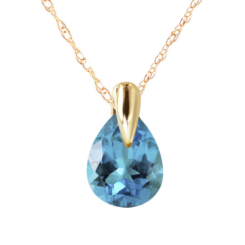 Galaxy Gold  14k 16" Solid Gold Necklace with 0.68 Carat Natural Pear-shaped Blue Topaz
