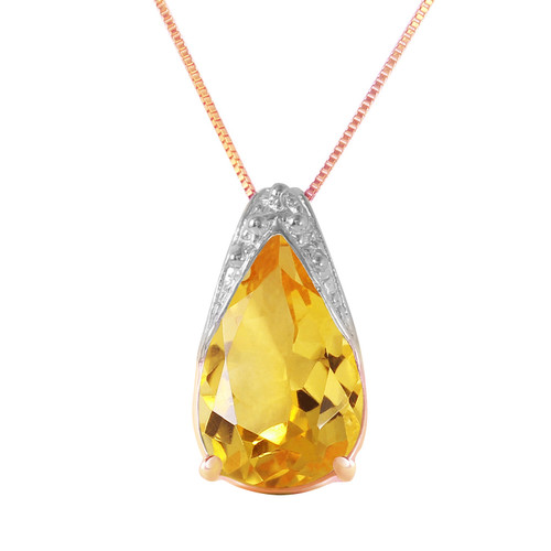 Galaxy Gold  Genuine 14k White, Rose, Yellow Gold Solar Plexus Necklace with 5 Carat (CTW) Natural Citrine Gemstone - Style 1607 (Rose-Gold, 22)