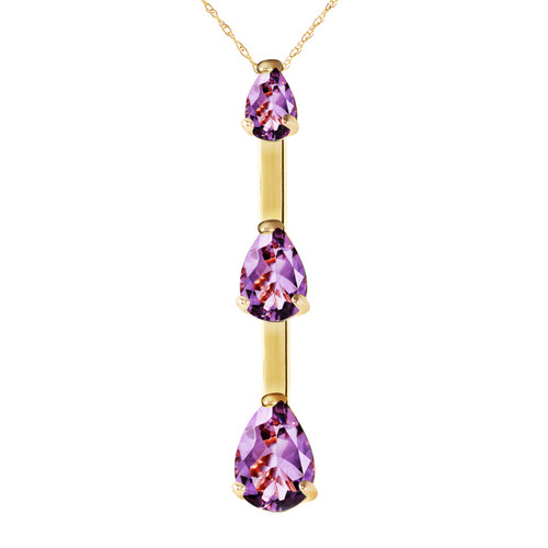 Galaxy Gold  Genuine 14k carat 14k Solid Yellow, White,Rose Gold Lady's Intuition Design Necklace with 1.71 Total Carats (CTW) Pear Shape Natural Purple Amethyst Pendant - 1671 (Yellow-Gold, 20)