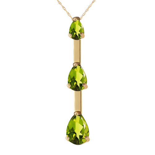 Galaxy Gold  Genuine 14k carat - 14k Solid Yellow, White and Rose Gold Earth's Answer Design Necklace with 1.71 Total Carats (CTW) Pear-Shape Natural Green Peridot Pendant (Yellow-Gold, 16)