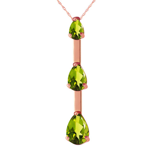 Galaxy Gold  Genuine 14k carat - 14k Solid Yellow, White and Rose Gold Earth's Answer Design Necklace with 1.71 Total Carats (CTW) Pear-Shape Natural Green Peridot Pendant (Rose-Gold, 14k)