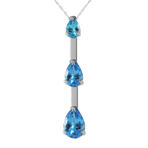 Galaxy Gold  Genuine 14k carat - 14k Solid Yellow, White and Rose Gold First Light Design Necklace with 1.71 Total Cara (CTW) Pear-Shape Natural Ocean Blue Topaz Pendant (white-gold, 18)