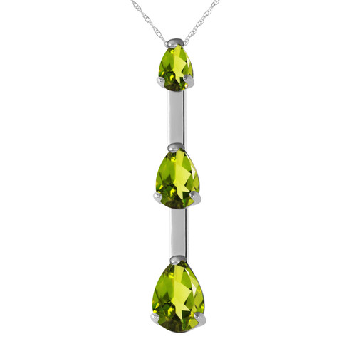 Galaxy Gold  Genuine 14k carat - 14k Solid Yellow, White and Rose Gold Earth's Answer Design Necklace with 1.71 Total Carats (CTW) Pear-Shape Natural Green Peridot Pendant (White-Gold, 16)