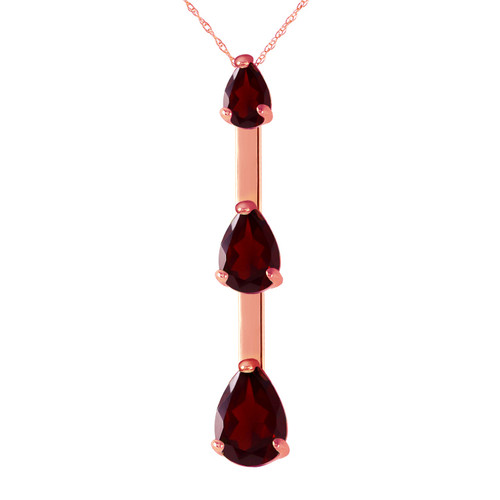 Galaxy Gold  Genuine 14k carat 14k Solid Yellow, White,Rose Gold Pyrope Garnet Design Necklace with 1.71 Total Carats (CTW) Pear Shape Natural Garnet Pendant - 1671 (Rose-Gold, 18)