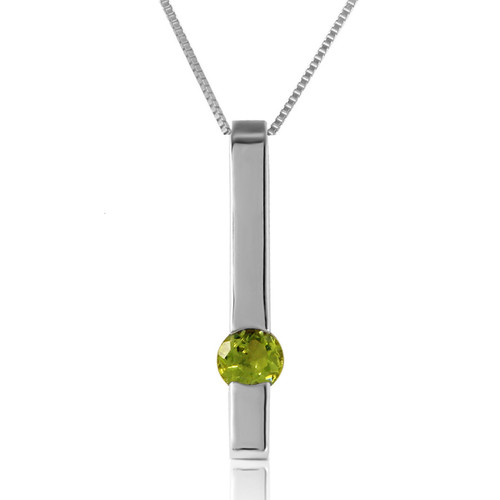 Galaxy Gold  0.25 Carat 14k Solid White Yellow Rose Gold Love Comes Naturally Necklace with Round Brilliant Natural Peridot (white-gold, 16)