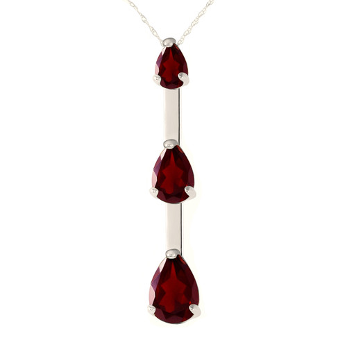Galaxy Gold  Genuine 14k carat 14k Solid Yellow, White,Rose Gold Pyrope Garnet Design Necklace with 1.71 Total Carats (CTW) Pear Shape Natural Garnet Pendant - 1671 (White-Gold, 24)