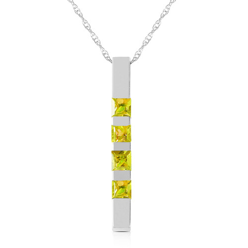 Galaxy Gold  14k Solid Yellow, White and Rose Gold Vertical Bar Necklace with 0.35 CTW Princess-cut Natural Peridot Pendant (white-gold, 18)