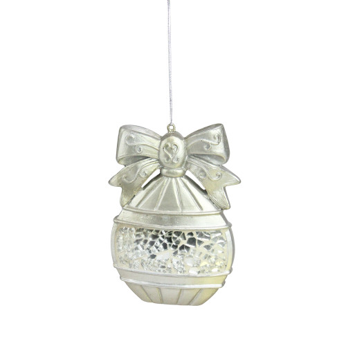 4" Metallic Silver Mosaic Glass Disk Christmas Ornament