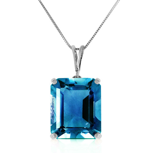Galaxy Gold  14k Solid White Rose Yellow Gold Necklace with 7.0 Carat (CTW) Octagon Shaped Natural Blue Topaz (18, white-gold)