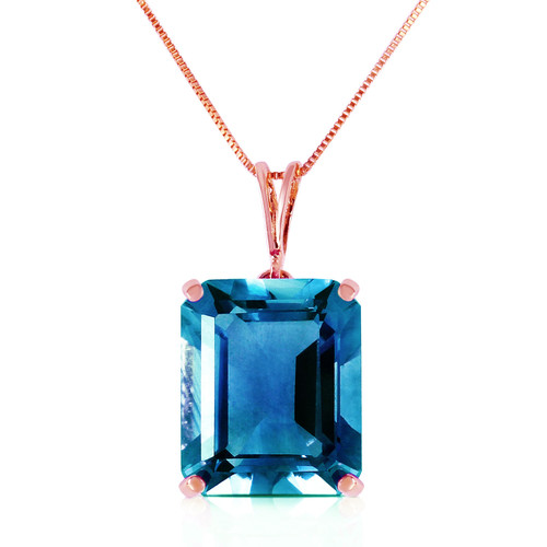 Galaxy Gold  14k Solid White Rose Yellow Gold Necklace with 7.0 Carat (CTW) Octagon Shaped Natural Blue Topaz (14k, rose-gold)