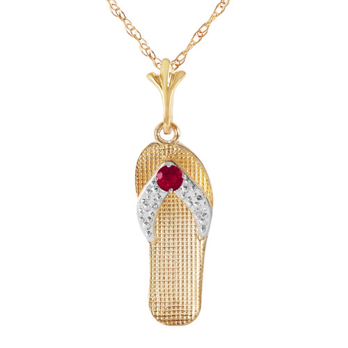 Galaxy Gold  0.02 Carat 14k 24" Solid Gold Necklace with Natural Diamond Accented Flip Flop Pendant