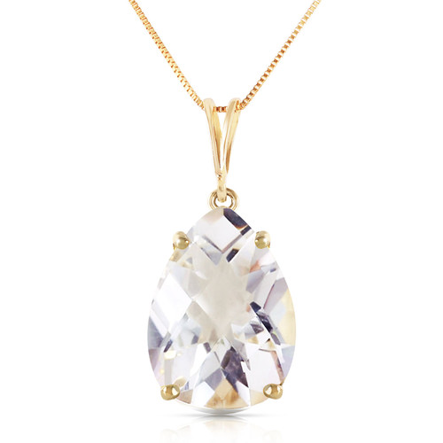 Galaxy Gold  14k 22" Yellow Gold 5.0 carat Teardrop Natural White Topaz Pendant Necklace