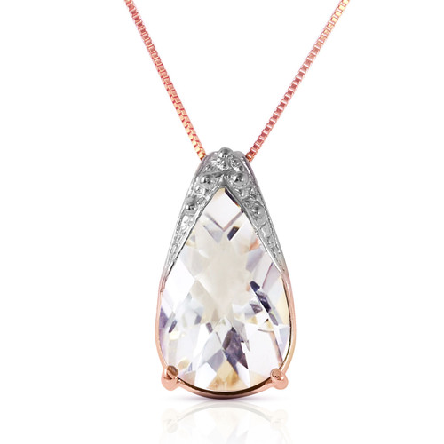 Galaxy Gold  14k 16" Rose Gold Necklace with Natural White Topaz