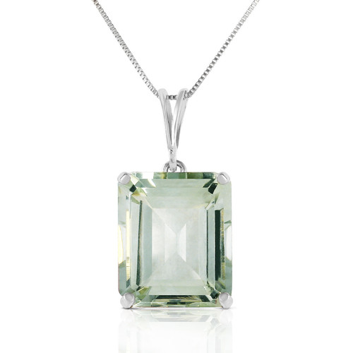 Galaxy Gold  14k White Rose Yellow Gold Necklace with 6.5 Carats Octagon-cut Natural Green Amethyst 2591 (white-gold, 22)
