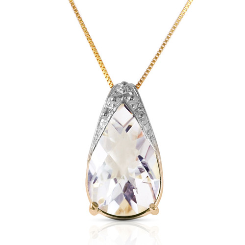 Galaxy Gold  14k 18" Yellow Gold Necklace with Natural White Topaz