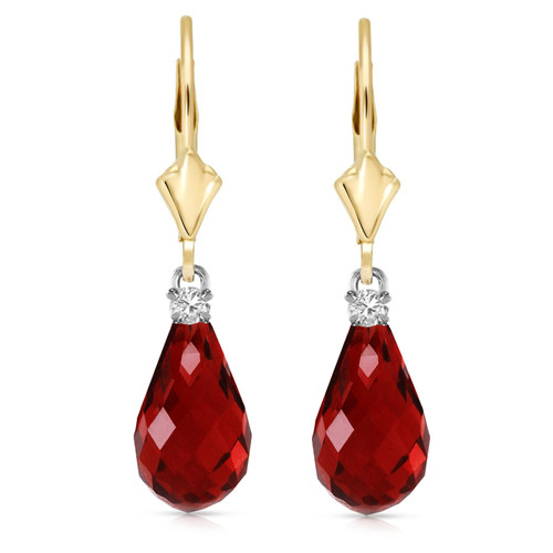Galaxy Gold  14K Solid Yellow Rose White Gold Leverback Dangling Earrings with 4.6 Carat (ctw) Natural Diamonds and Natural Garnet Made in USA Fine Jewelry (Yellow-Gold)