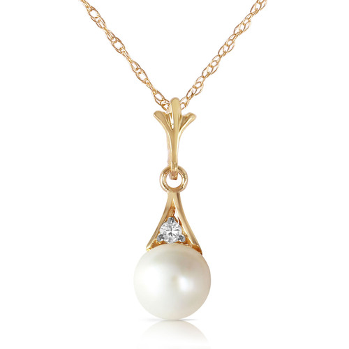 Galaxy Gold  14k 24" Yellow Gold Necklace with Diamond and Freshwater-cultured Pearl