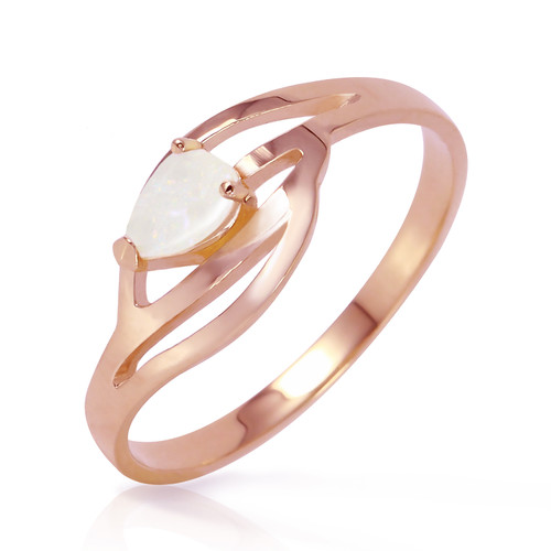 Galaxy Gold  0.15 Carat 14k Solid Rose Gold Ring with Natural Pear-shaped Opal - Size 7.5