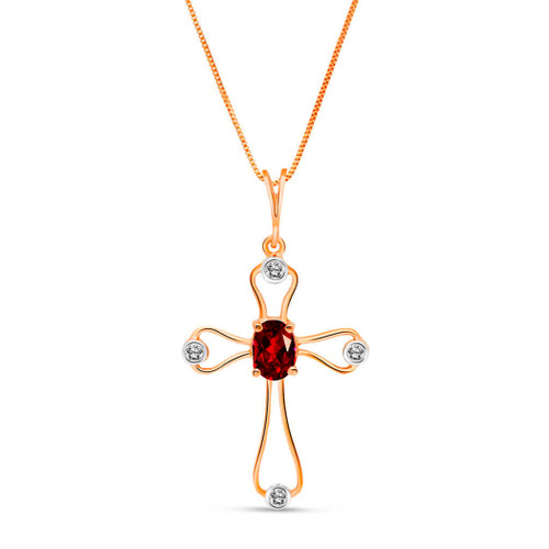Galaxy Gold  0.57 Carat 14k White Rose Yellow Solid Gold Faith Garnet Diamond Cross Pendant Necklace 4084 (rose-gold, 18)