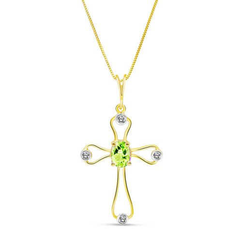 Galaxy Gold  0.57 Carat 14k White Rose Yellow Solid Gold Faith Peridot Diamond Necklace 4086 (yellow-gold, 24)