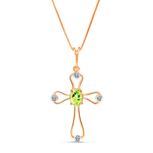 Galaxy Gold  0.57 Carat 14k White Rose Yellow Solid Gold Faith Peridot Diamond Necklace 4086 (rose-gold, 22)