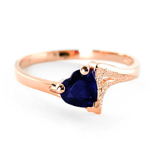 Galaxy Gold  14k Rose Gold Heart-shaped Natural Sapphire Ring - Size 7.0