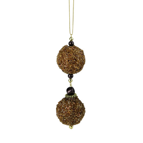 Kurt Adler 5" Brown and Gold Balls Rolled in Glitter Christmas Ornament - C6527 GOLD