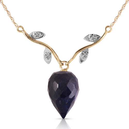 Galaxy Gold  14k 24" Yellow Gold Necklace with Diamonds and Briolette Sapphire