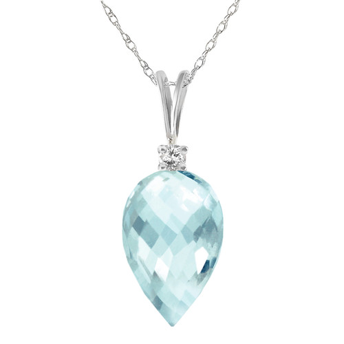 Galaxy Gold  14k 24" White Gold Necklace with Diamond and Briolette Blue Topaz