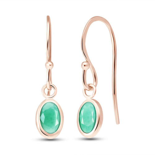 Galaxy Gold  14k Rose Gold Fish Hook Earring with Natural Emerald