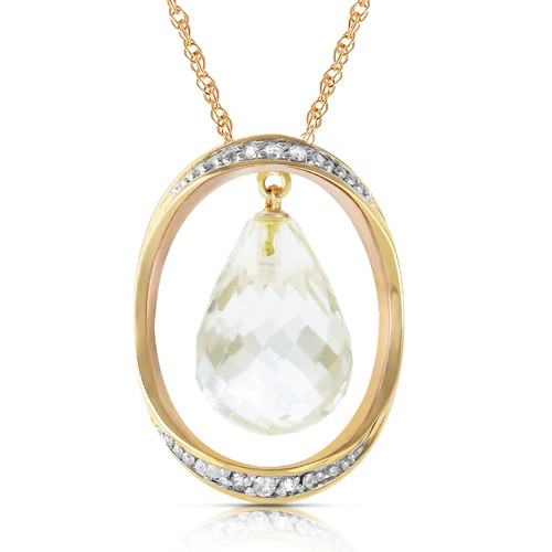 Galaxy Gold  11.6 CT. 14k 18" Yellow Gold Necklace with Natural Briolette White Topaz and Diamonds